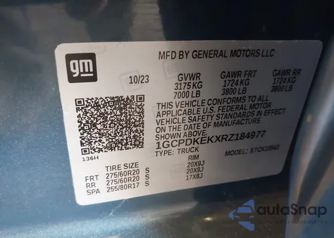 2024 Chevrolet Silverado 1500 4Wd Short Bed Lt With 2Fl from USA, damaged, VIN 1GCPDKEKXRZ184977